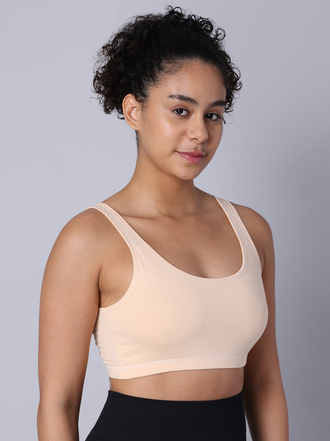 Pack of 4  Double Layered Multicolor Active Bra. Non Padded, Non Wired