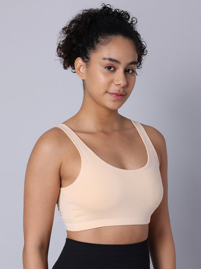 Pack of 2  Double Layered Multicolor Active Bra. Non Padded, Non Wired