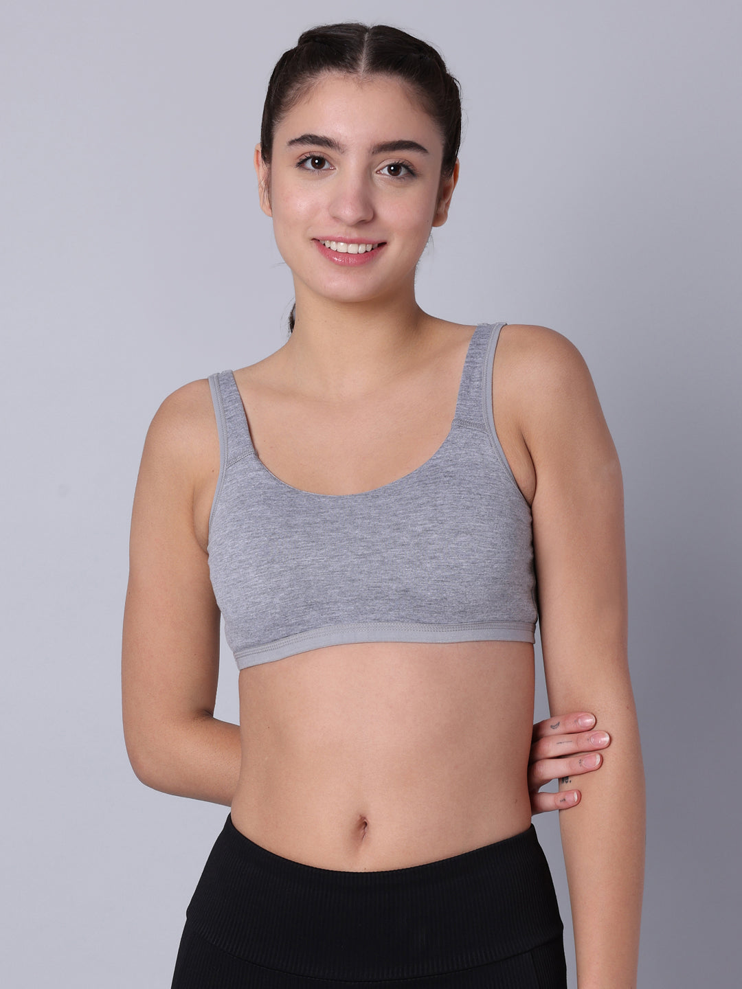 Pack of 1 Grey Padded Sports Bra